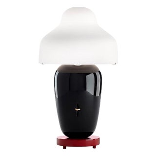 Ceramic and Glass Chinoz Table Lamp with Black-Burgundy Base by Jaime Hayan for Parachilna For Sale