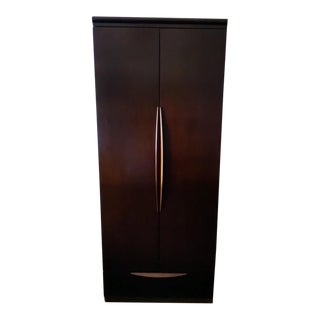 Mid-Century Modern Custom Espresso Stained Wood Wardrobe Armoire For Sale