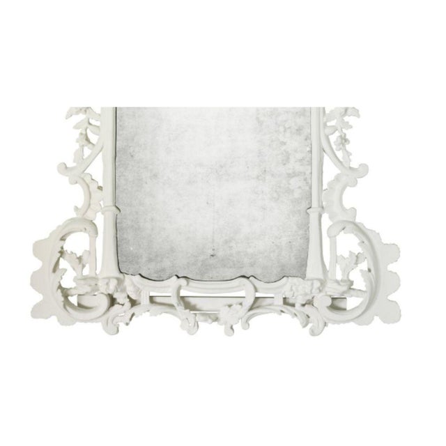 Rococo Ornate Rococo Antiqued Mirror in White With Avian Crest For Sale - Image 3 of 4