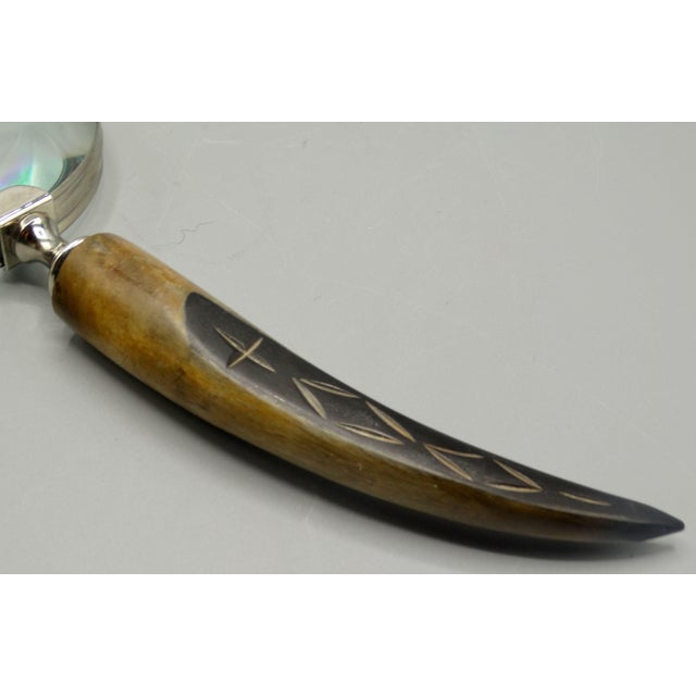 Mid Century Silver and Stag Horn Magnifying Glass Glass For Sale - Image 6 of 7