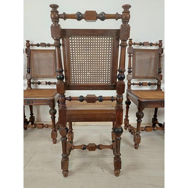 Antique Cane Chairs in Walnut, Set of 9 For Sale - Image 14 of 18