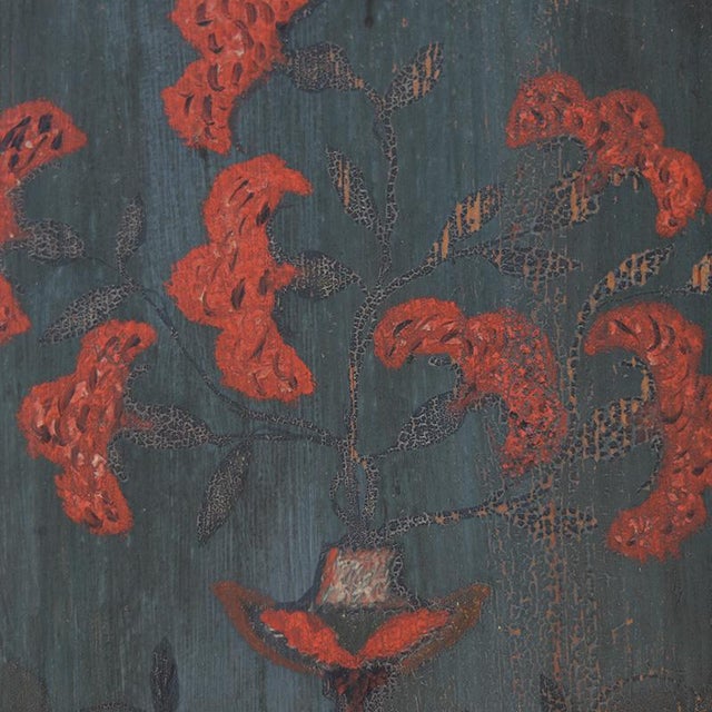 Rustic Farmhouse Painted Folk Art Bridal Cabinet dated 1818 For Sale - Image 14 of 15