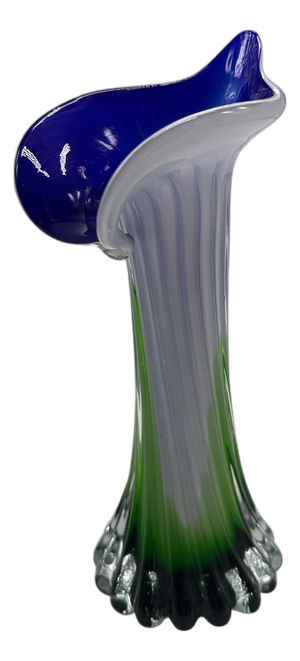 Blue and Green Murano Glass Flower Vase, 1960s