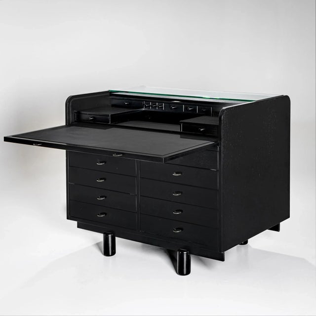 Wood Black Desk by Gianfranco Frattini for Bernini, Italy, 1960s For Sale - Image 7 of 14