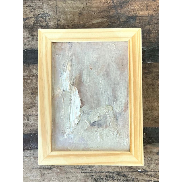 Beige Vintage Original Abstract Oil on Board For Sale - Image 8 of 12