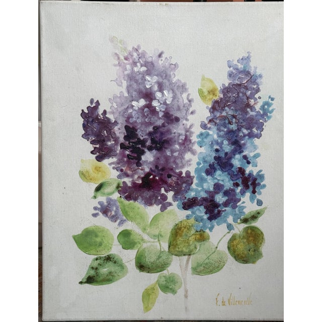 Mid-Century Vintage "Violets" Signed Fabrice De Villeneuve Original Lithograph For Sale - Image 4 of 12