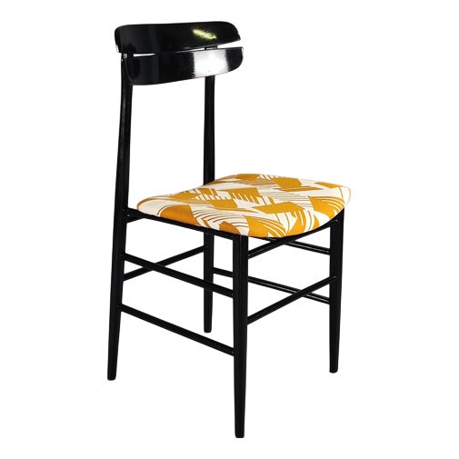 Italian Black Lacquered Chairs, 1950s, Set of 6 For Sale