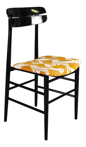 Italian Black Lacquered Chairs, 1950s, Set of 6