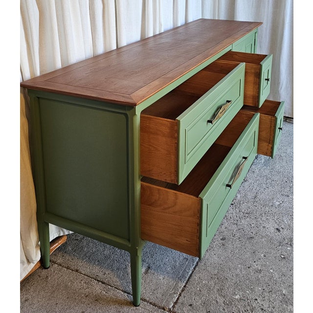 Green Green MCM Long Dresser/ Credenza, 1950's For Sale - Image 8 of 14