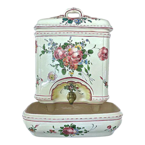 Vintage French Floral Ceramic Lavabo