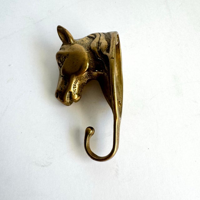 American Mid Century Brass Horse Head Wall Hook Western Equestrian For Sale - Image 3 of 5