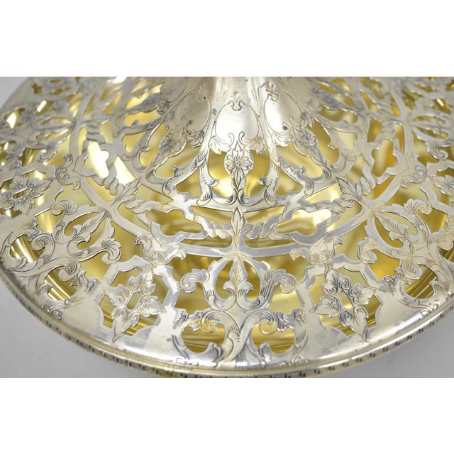 Vintage Victorian Silver Plated Flower Frog Flower Arranger Vase W Pedestal Base For Sale - Image 4 of 16