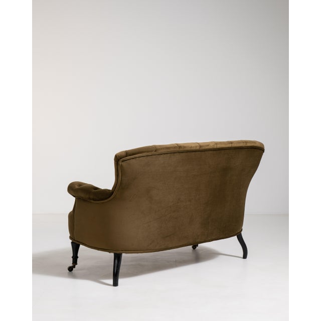 Napoleon III Velvet Upholstered Sofa, Second Empire Style, France, Circa 1880 For Sale In Greensboro - Image 6 of 14