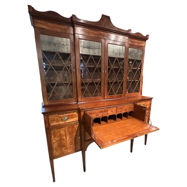 American Federal Flame Birch Breakfront Bookcase For Sale - Image 4 of 9