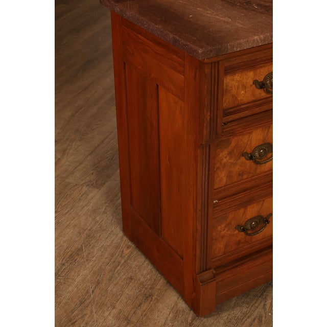 Antique Victorian Eastlake Walnut Marble Top Dresser With Mirror For Sale - Image 10 of 18