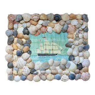 Mary Maguire Original Print, Hand-Watercolored and Signed, in Vintage Shell Frame For Sale