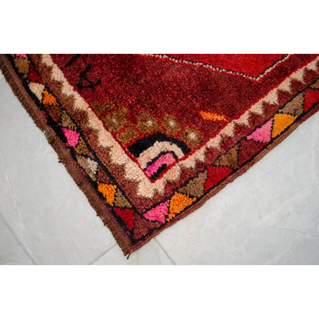 Vintage Hand-Knotted Turkish Area Rug Wide Hallway Rug Gallerie Runner Rug- 3′11″ X 12′6″ For Sale - Image 14 of 16