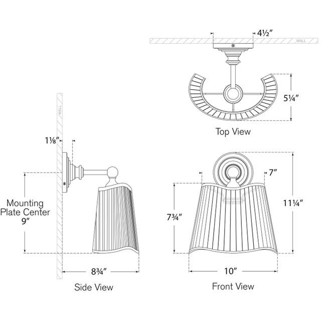 Metal Amber Lewis for Visual Comfort Signature Matos 11" Sconce in Hand-Rubbed Antique Brass with Silk Pleat Shade For Sale - Image 7 of 9