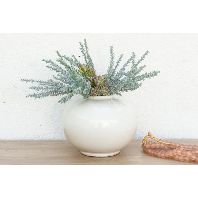 Ceramic Eclectic Modern White Round Porcelain Vase For Sale - Image 7 of 7