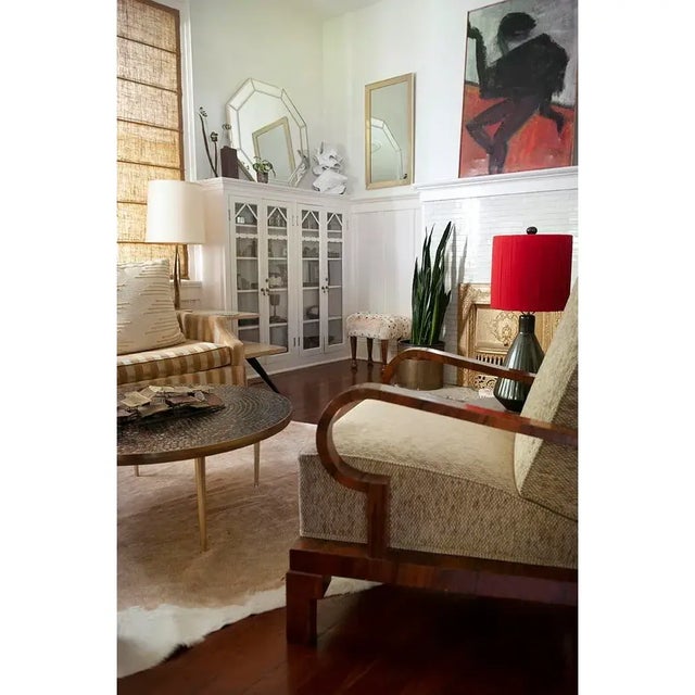 Dark Gray Pair of 1980s Postmodern Ceramic Lamps With Custom Red Pleated Shades For Sale - Image 8 of 9