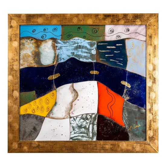 Dina Dubina, Dark River, Enamel on Copper, 2019 For Sale