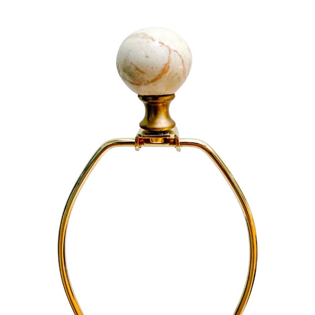 Metal Pair of Late 20th Century Neoclassical Cream Marble and Polished Brass Plated Urn-Form Table Lamps For Sale - Image 7 of 10