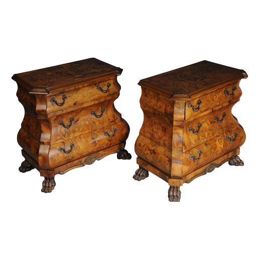 Italian Baroque Inlaid Chests of Drawers, Set of 2 For Sale