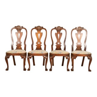 Kittinger Georgian Carved Mahogany Dining Chairs, Set of Four For Sale