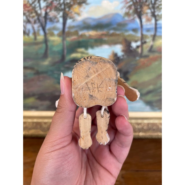 Hand-Carved Articulated Wooden Tiger or Cat Figurine With Painted Details. For Sale - Image 10 of 10
