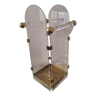 Acrylic Glass and Brass Umbrella Stand in the style of Fontana Arte, 1970s For Sale