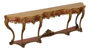 Italian Rococo Style Long Marble Top Console Table