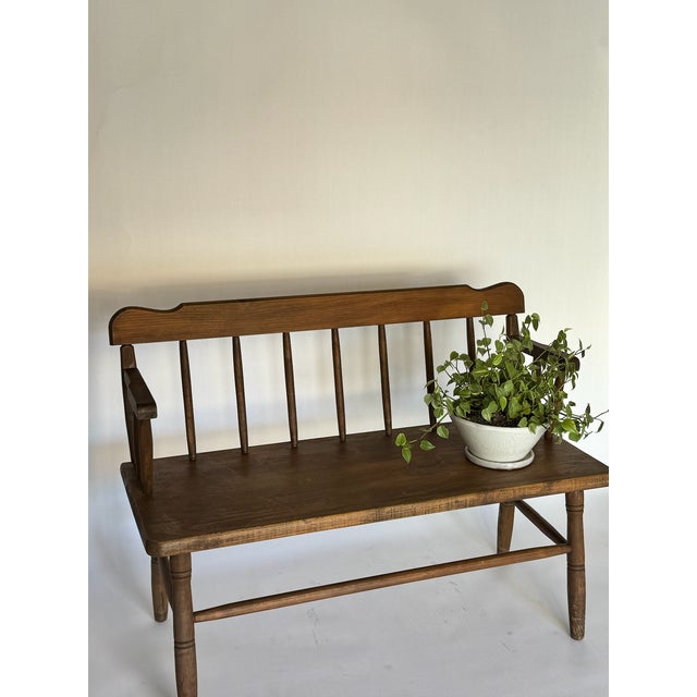 Wood 1940s Antique Pine Bench For Sale - Image 7 of 7