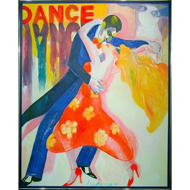1980s Earl Linderman "Dance" Original Oil Painting on Canvas, Framed For Sale