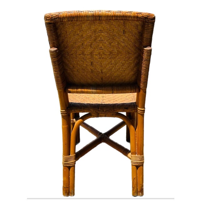 Mid-Century Modern 1970s Bamboo and Woven Rattan Dining Chairs- Set of 4 For Sale - Image 3 of 10