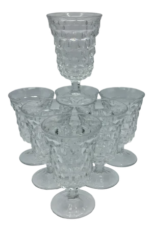 Vintage American Clear Fostoria Low Water Goblet - Set of 7