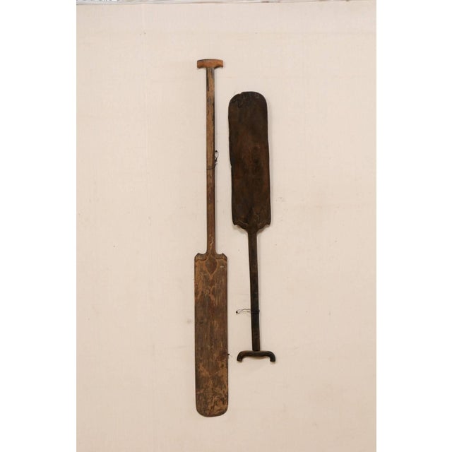 hand-carved wood boat oars from kerala, south india - a