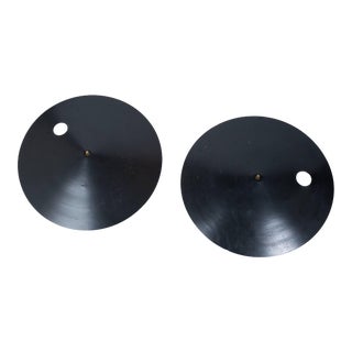 Lunar Eclipse Circular Steel Wall Sconces - a Pair For Sale