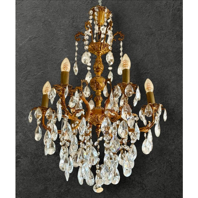 Antique French Gilt Bronze and Crystal Chandelier, 1900 For Sale - Image 6 of 6
