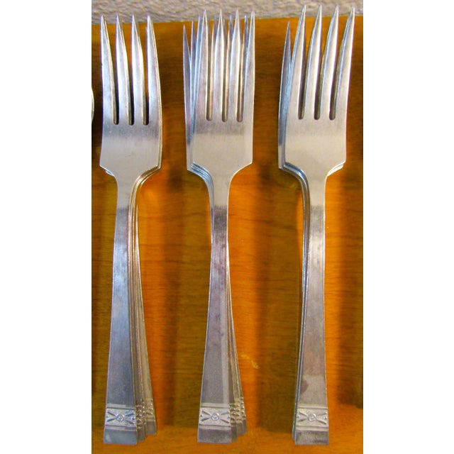 Metal Vintage Stainless Steel Flatware Set Xo Design 108 Piece 12 Place Setting For Sale - Image 7 of 12