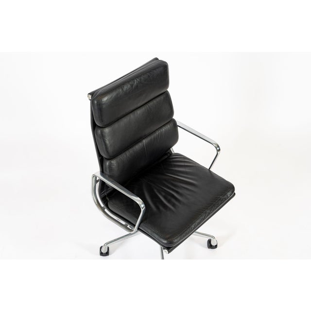 Metal Authentic Eames Herman Miller Tall Black Leather Office Chair 2001 For Sale - Image 7 of 13