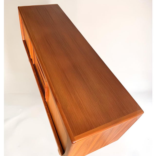 Brown Vintage Danish Modern Cabinetmaker Teak Sideboard with Sliding Doors attributed to H.P. Hansen, Denmark, 1960s For Sale - Image 8 of 18