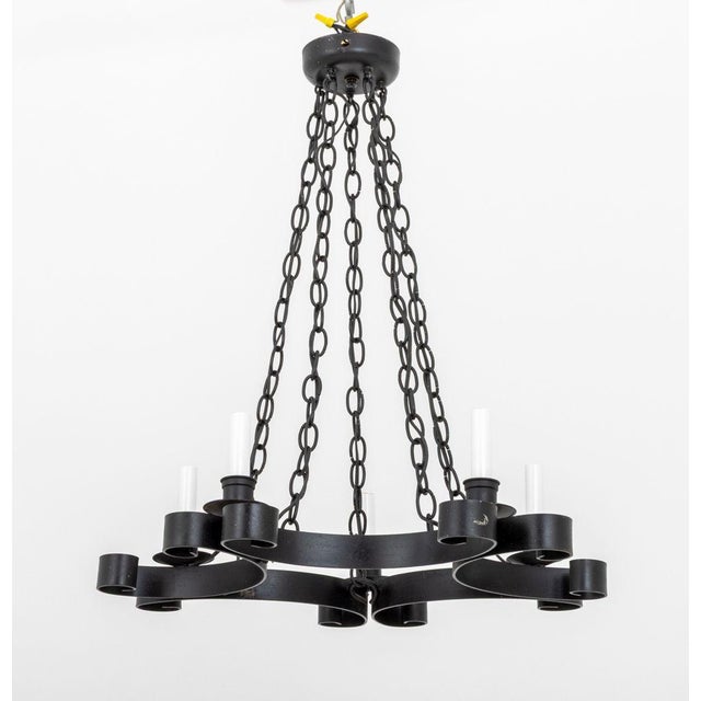 French Gothic Style Wrought Iron Chandelier For Sale - Image 4 of 5