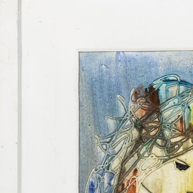 Painting - European School (signed). Female figure; mixed media on platex. Signed. Dimensions: 51 cm x 34.5 cm.