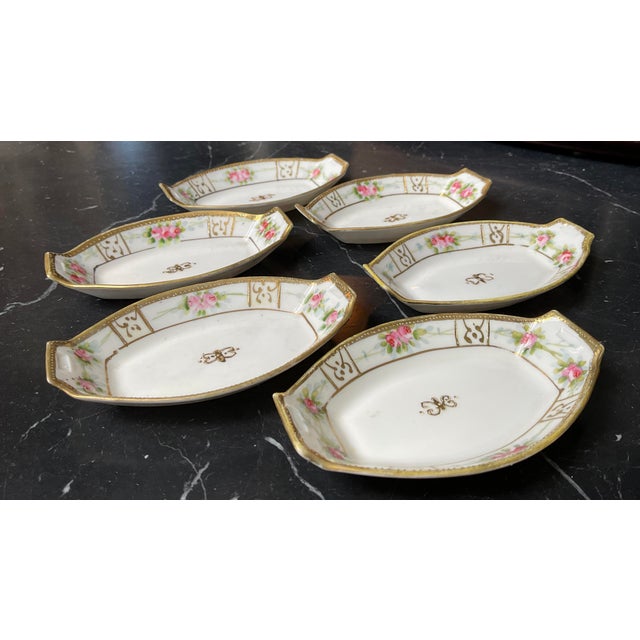 Antique Handpainted Nippon Porcelain Salt Cellars, Set of Six For Sale - Image 16 of 17