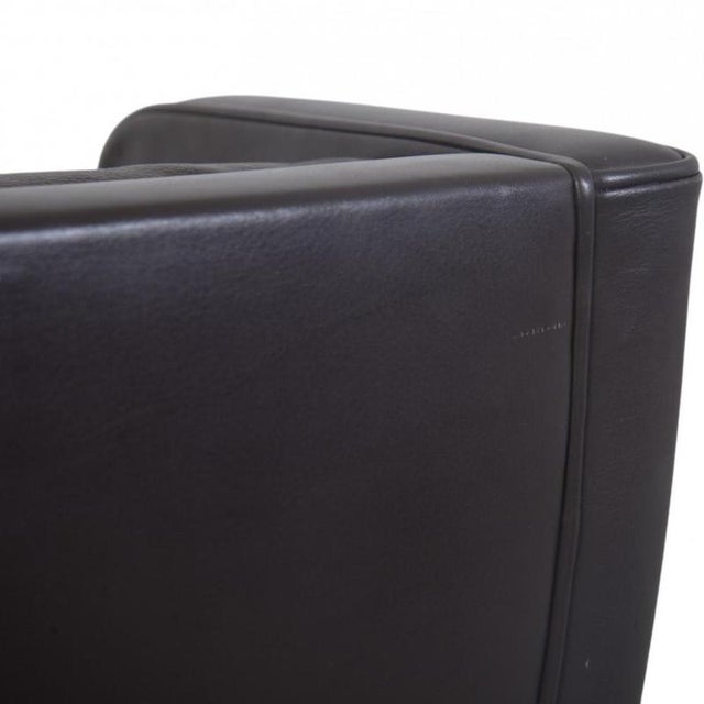 Set of Wing Chair with Ottoman in Black Leather by Børge Mogensen, 1990s For Sale - Image 11 of 18