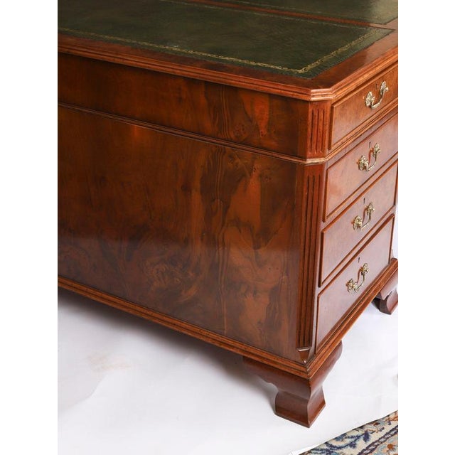 Wood Antique Victorian Burr Walnut Partners Pedestal Desk, 1900s For Sale - Image 7 of 18
