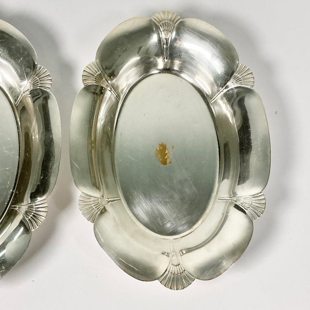 Early 20th C Antique English Art Deco Fan Motif Oval Silverplate Serving Bowls - A Pair For Sale - Image 6 of 13