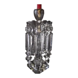 19thc Antique Georgian Cut Glass/ Crystal Girandole/ Candle Holder