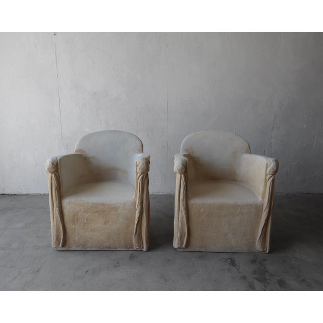 1970s Draped Plaster and Fiberglass Chairs For Sale - Image 5 of 11