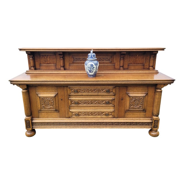 Large Vintage French Buffet in Walnut, 1940s For Sale